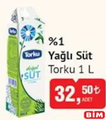 TORKU %1 YAĞLI SÜT 1 L fiyat ve kampanya bilgisi